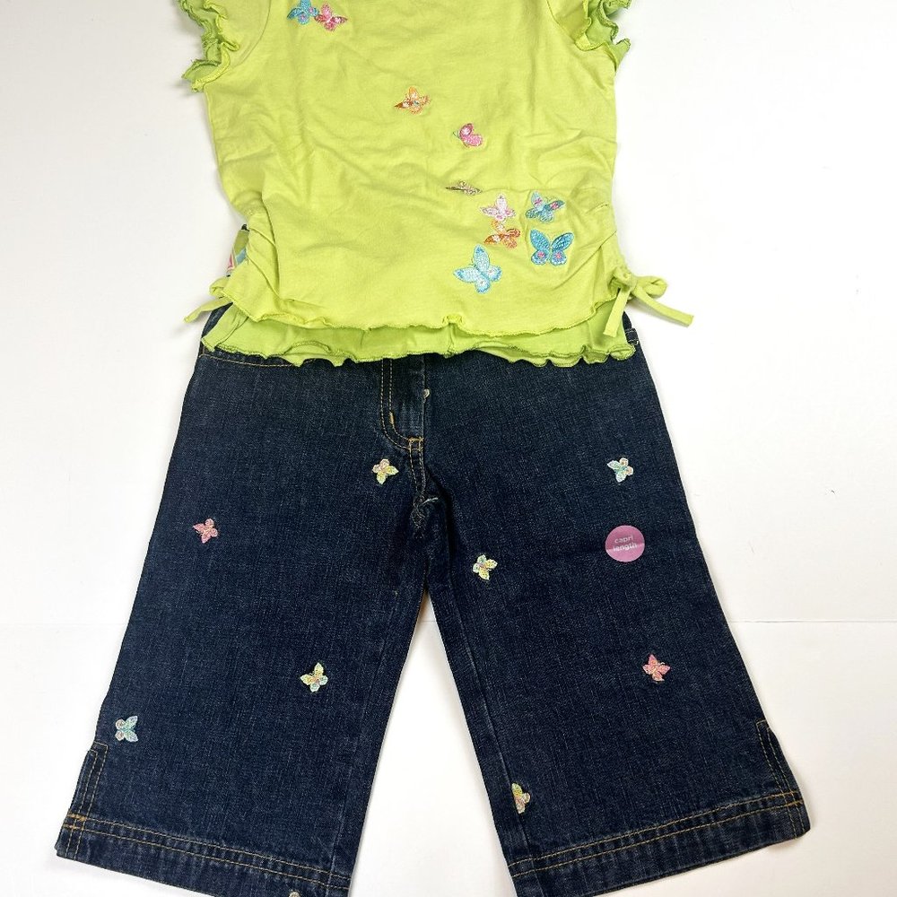Gymboree Girl Embroidered Butterfly Denim Capri & Butterfly Tee  Size 4